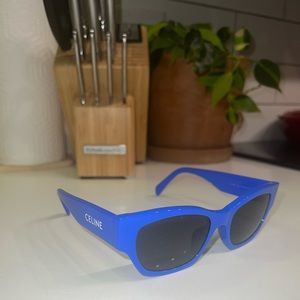 Celine CL40197U 01A Cat Eye Monochroms Sunglasses Unisex Royal Blue Acetate